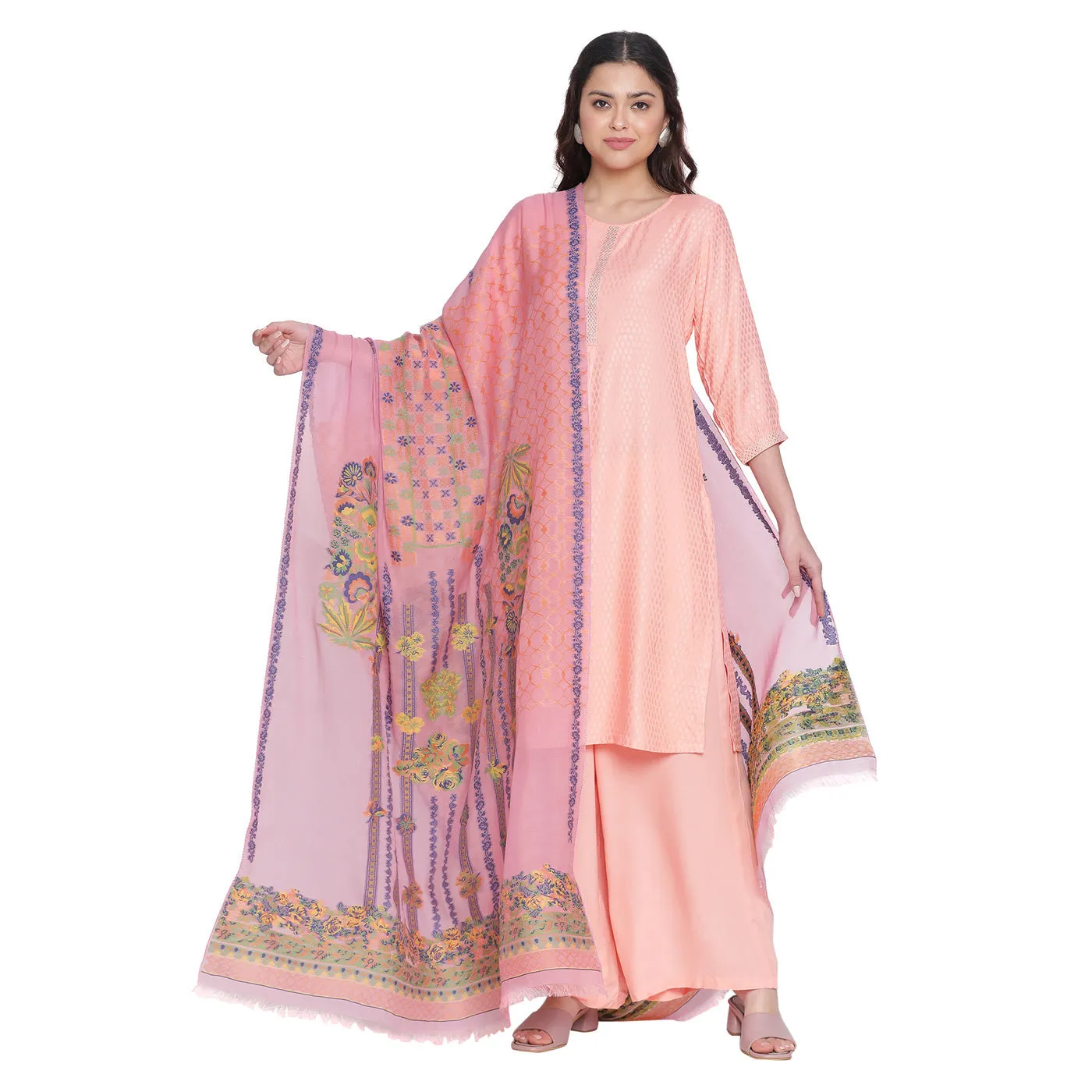 Mauve Jacquard Tencel/Metallic Blend Dupatta