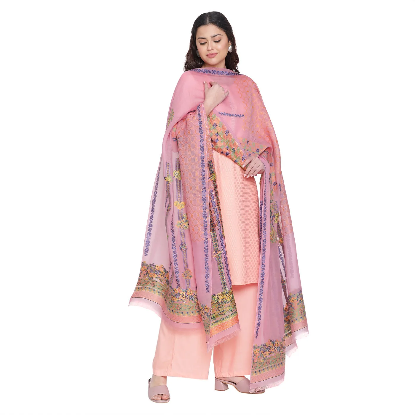 Mauve Jacquard Tencel/Metallic Blend Dupatta