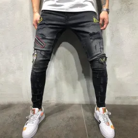 Men's Fashion Casual Graffiti Ripped Jeans