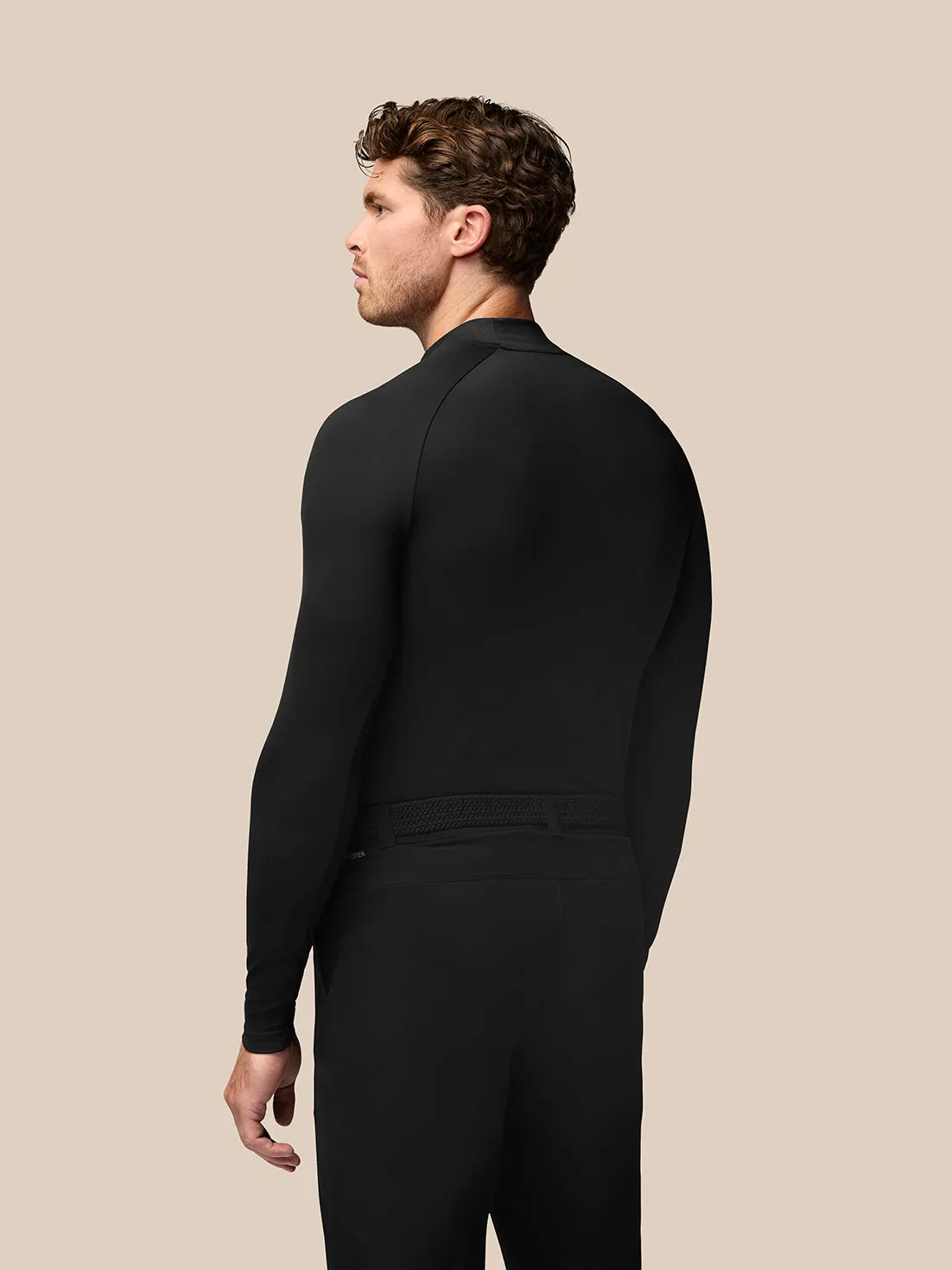 Men's Golf Long Sleeve Mock Neck Base Layer - Black