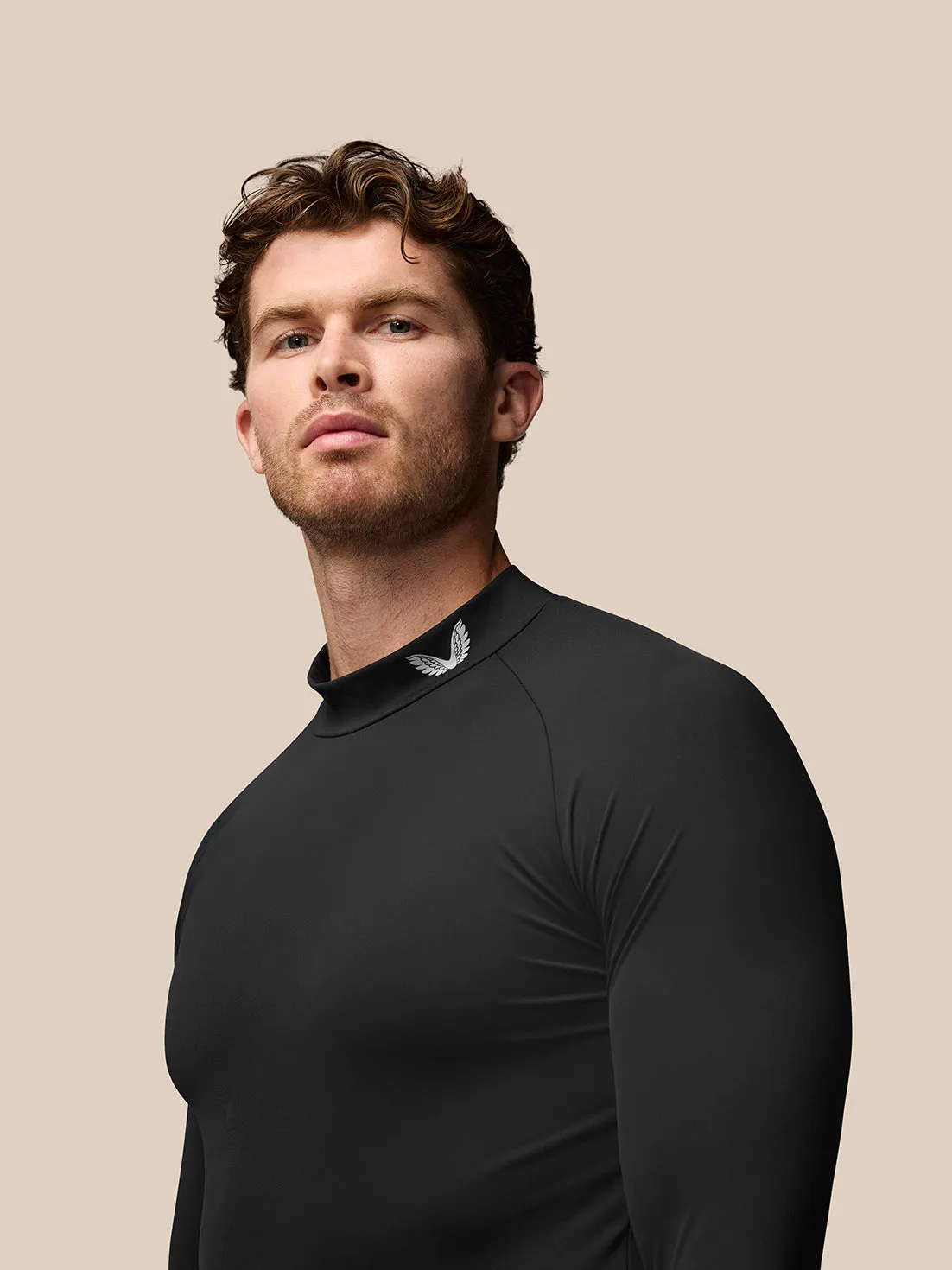 Men's Golf Long Sleeve Mock Neck Base Layer - Black