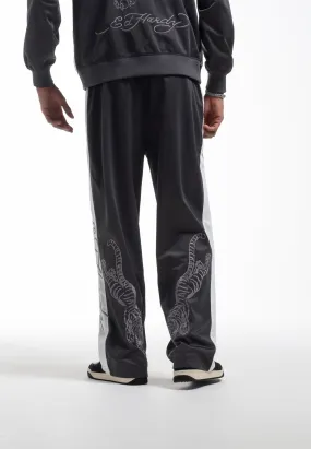 Mens Mono-Skull-Tonal Tricot Tracksuit Joggers - Grey