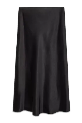 Mia Satin Midi Skirt, Black