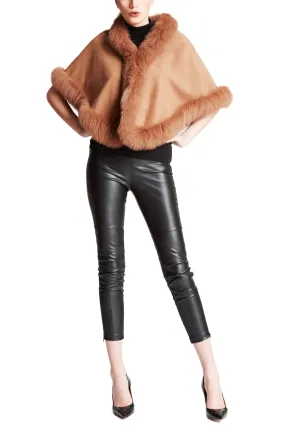 MISSOULA - Cashmere Short Cape with Fox Trim