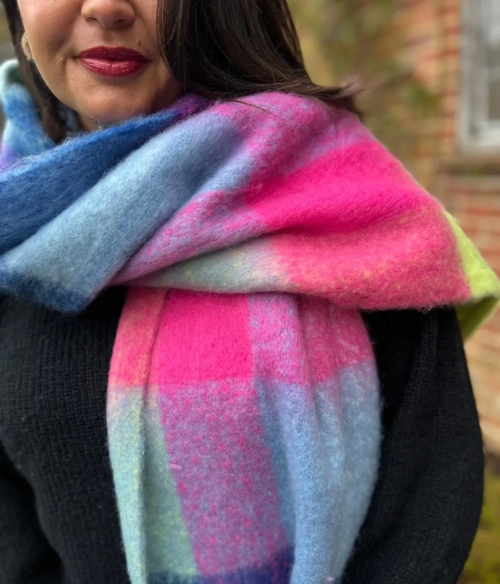 Multi Checked Tasselled Becky Scarf