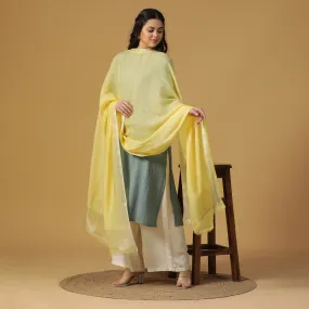 Mustard Silk Tencel Woven Dobby Dupatta