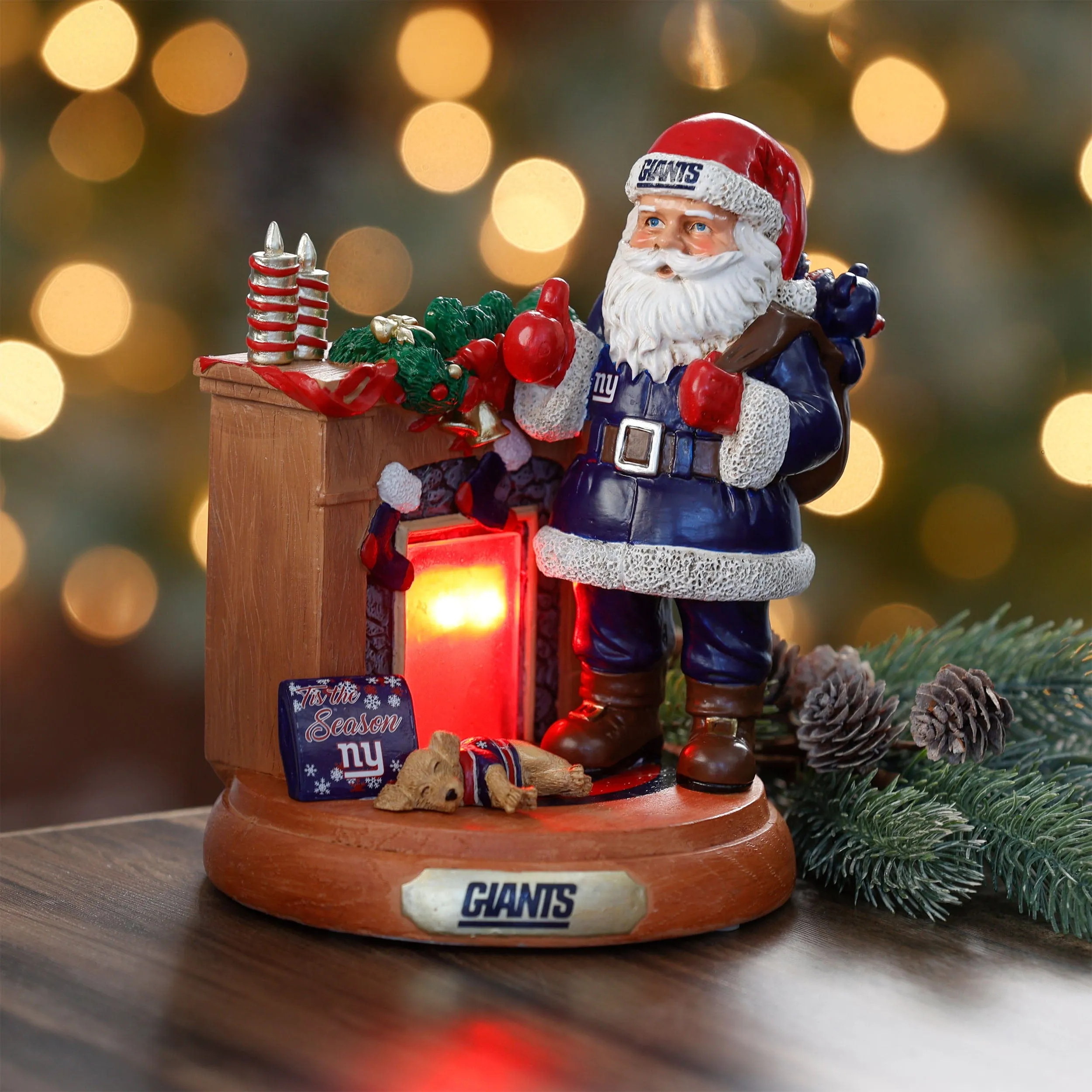 New York Giants NFL Santa Fireplace Figurine