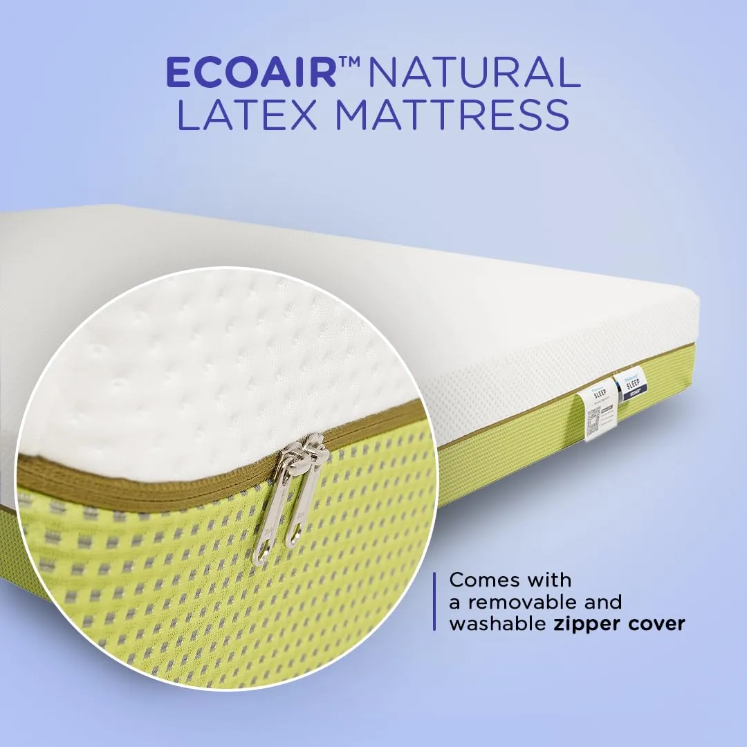 Nilkamal Sleep ECOAIR™ 100% Natural Latex Foam Mattress, Cool Tencel Fabric, Ideal Softness-to-Support Ratio (Queen, 78X60X6, White & Green)