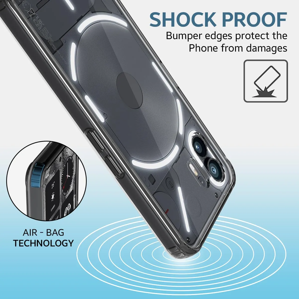 Nothing Phone 2 (FOSO) Crystal Shock Proof Back Cover Case - Smoke Black