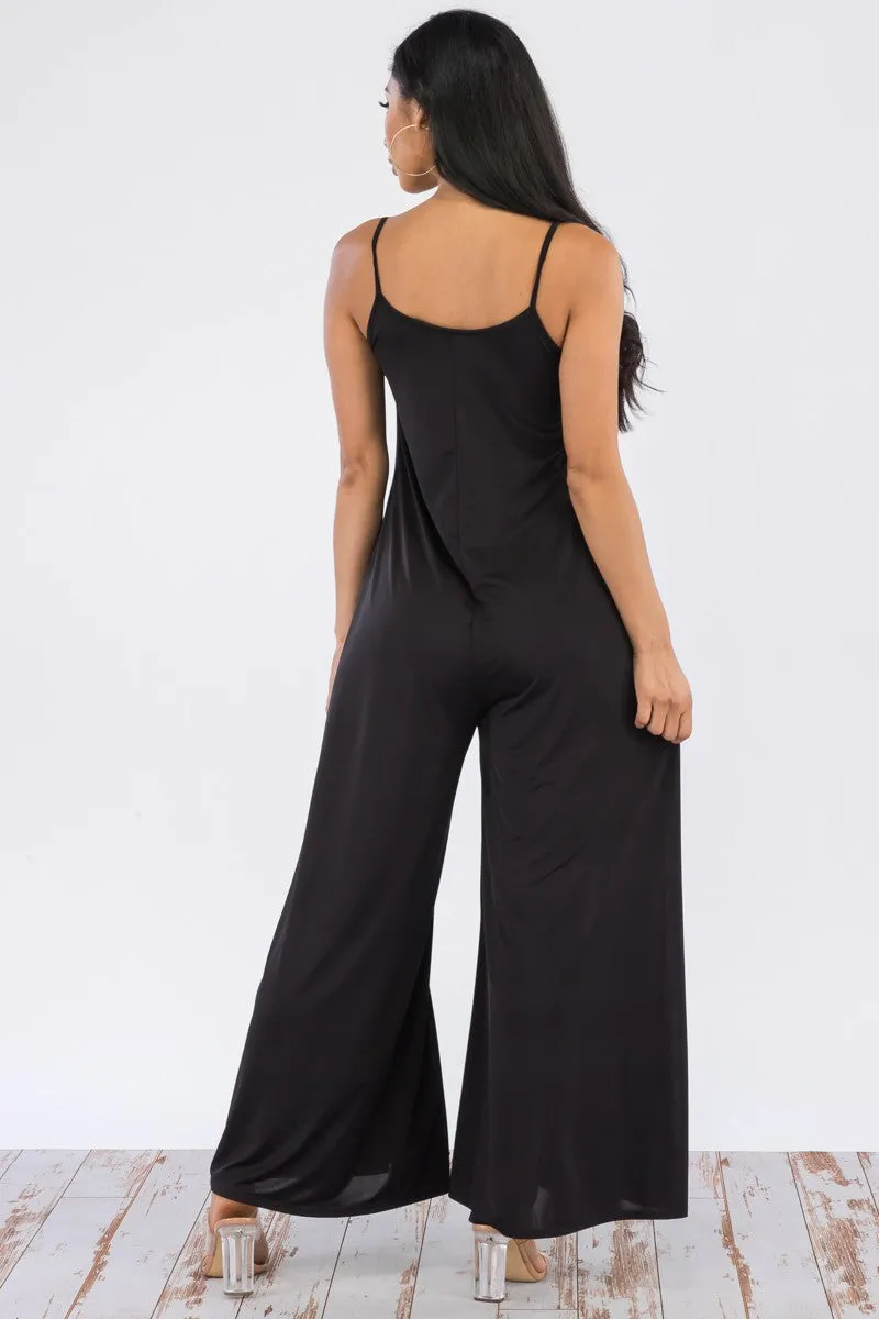 Ocho Rios Sleeveless Black Loose Fit Wide Leg Jumpsuit