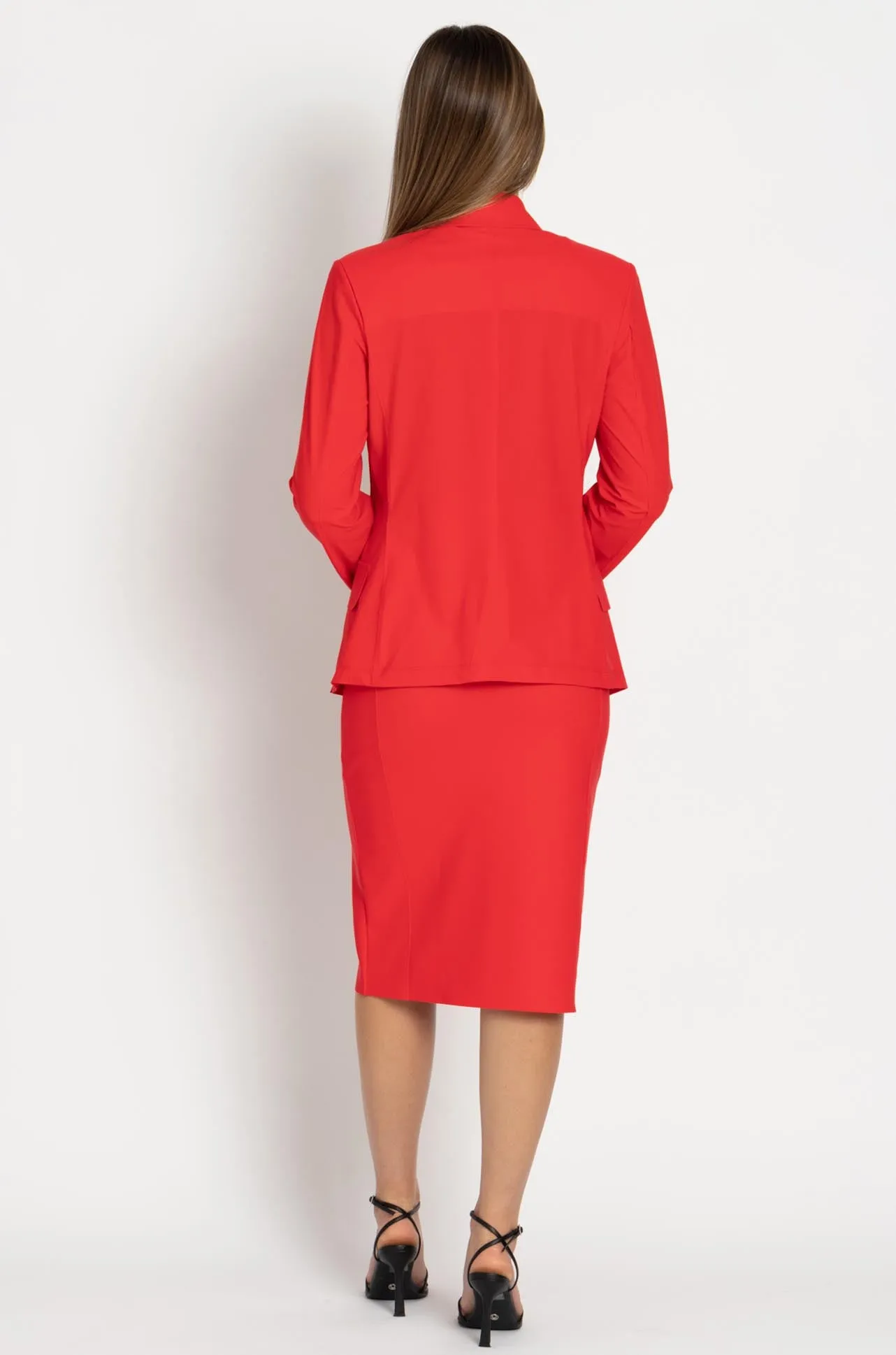 Paula Ryan - Panelled Basque Pencil Skirt in Poppy