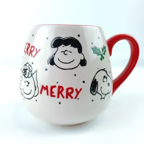 Peanuts Charlie Brown & Friends & Snoopy Ceramic Merry Holly Berry Mug 18 oz