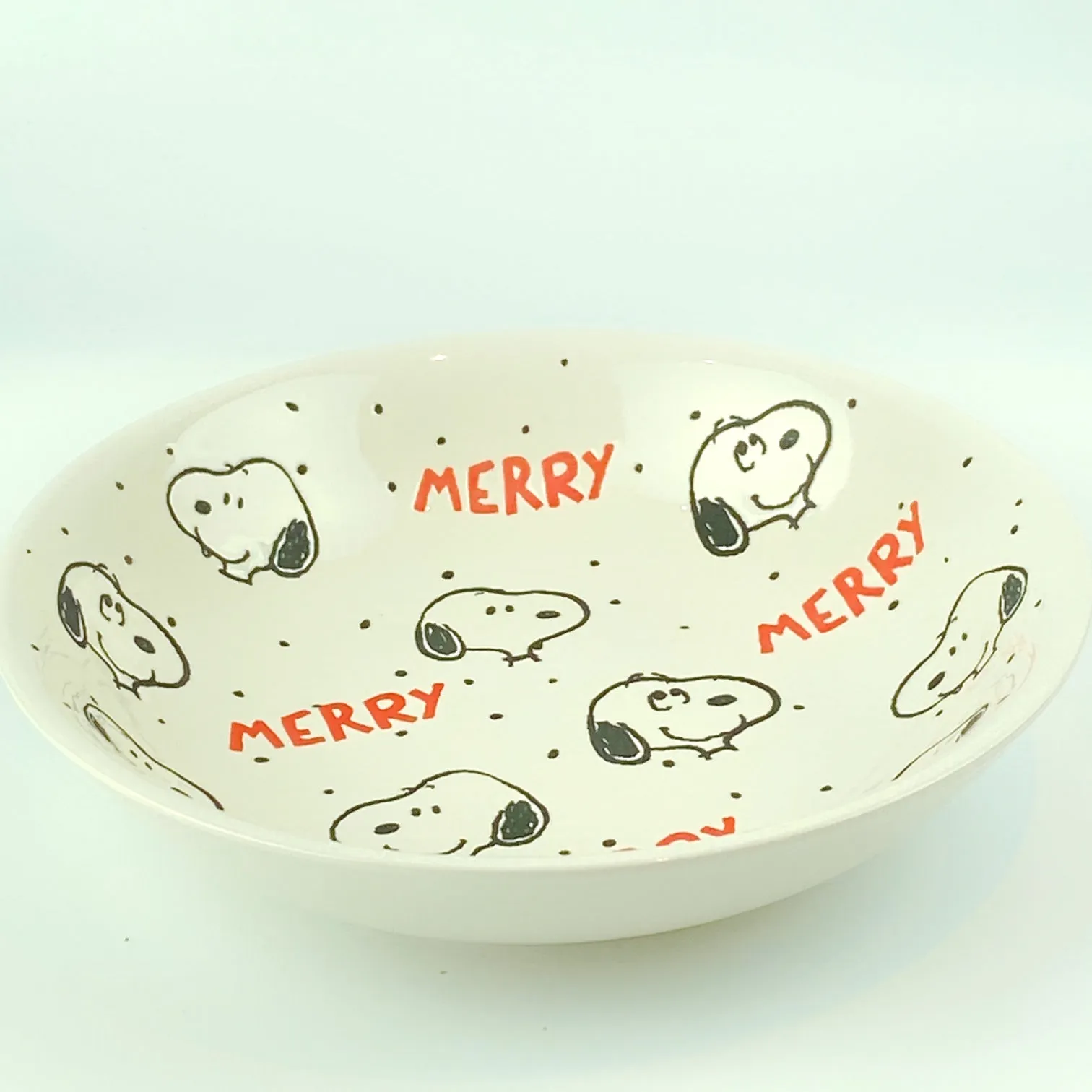 Peanuts Charlie Brown & Friends & Snoopy Dot Dot Merry Holiday Bowl 9"