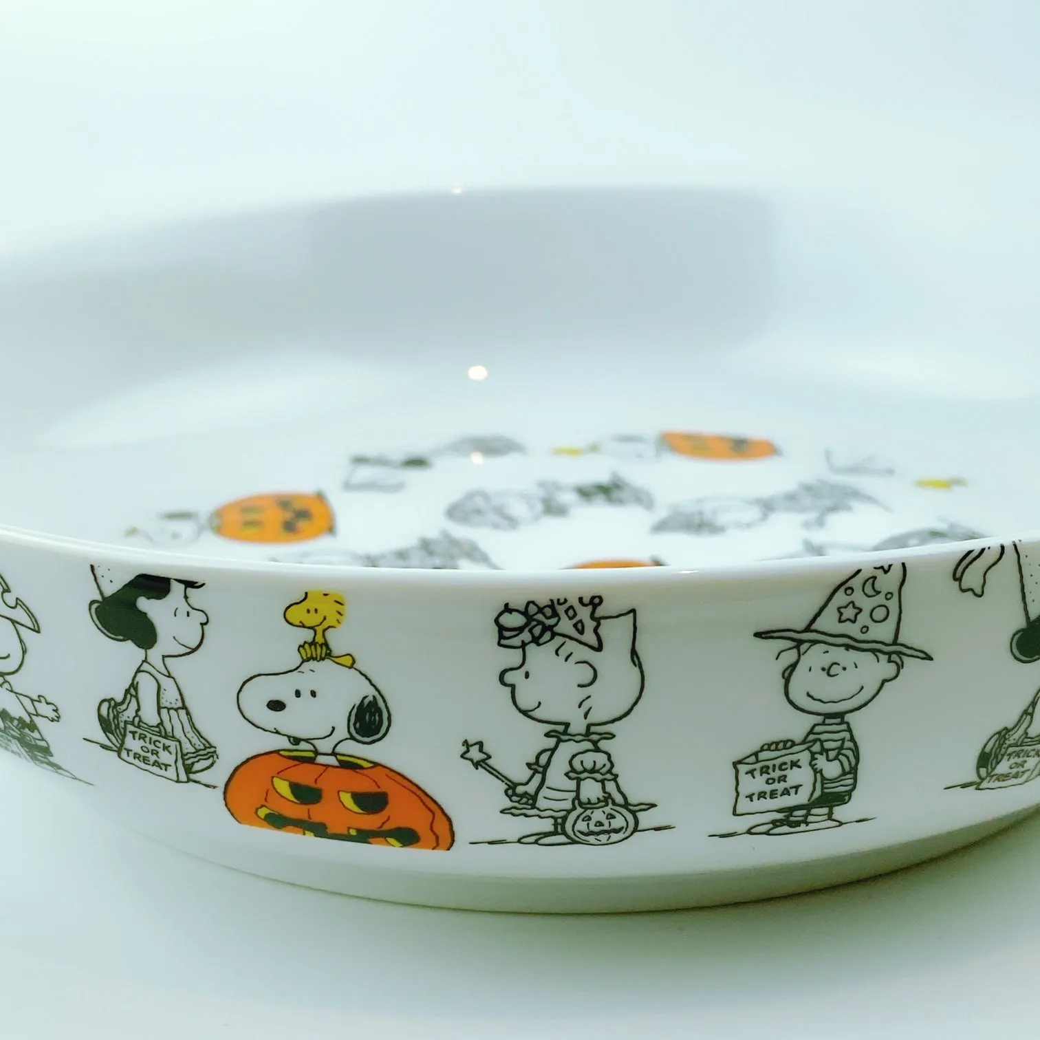 Peanuts Charlie Brown & Friends & Snoopy Great Pumpkin Halloween Plate Bowl 8.5"