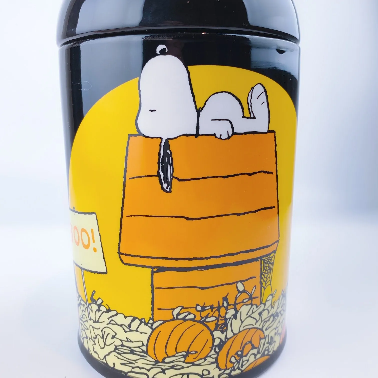 Peanuts Charlie Brown & Friends & Snoopy Great Pumpkin Midnight Moon Cookie Jar Canister