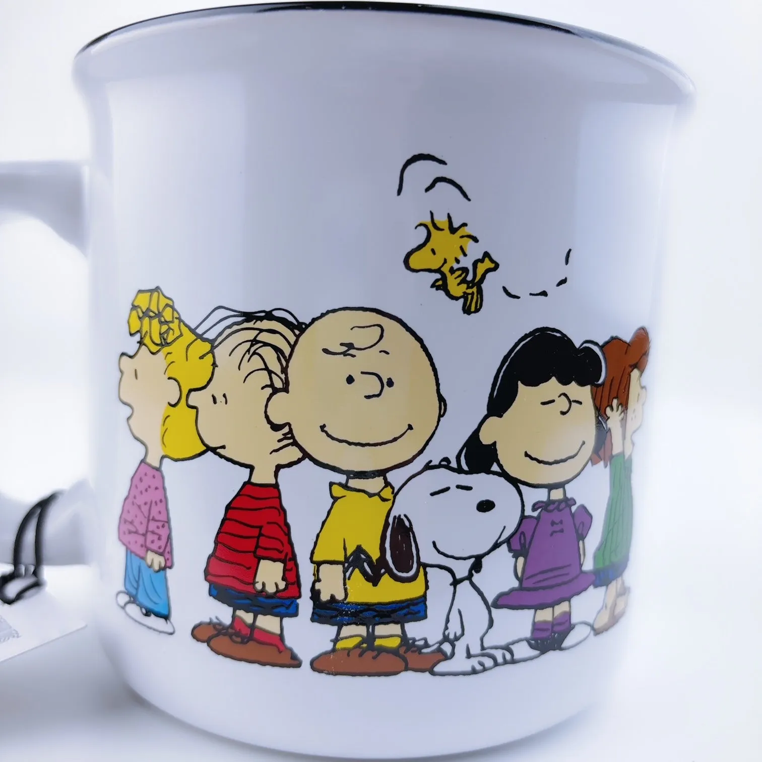 Peanuts Charlie Brown and friends Gathering Together Tossing Snoopy Stoneware Big Coffee Mug Cup 21 oz