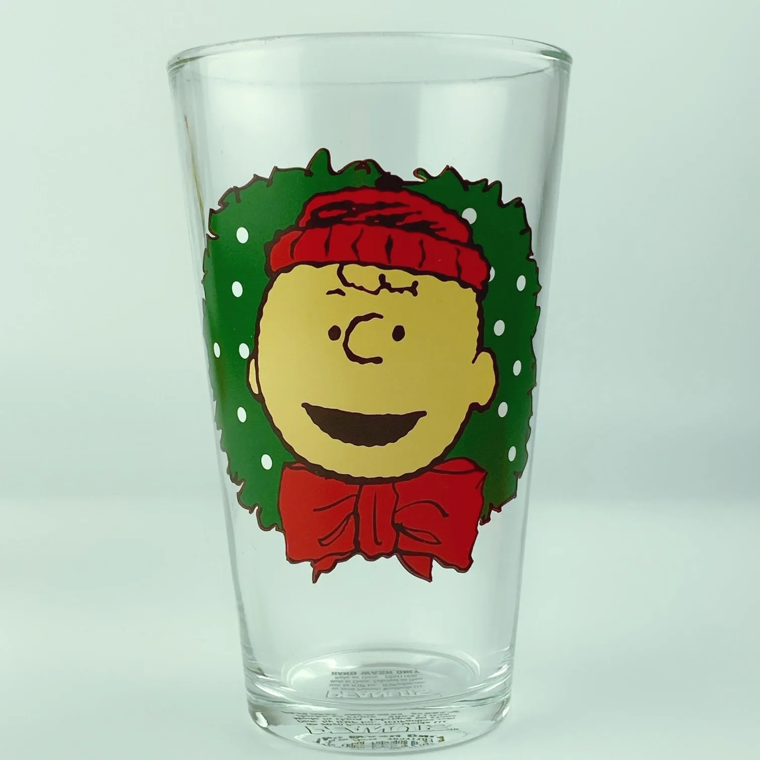 Peanuts Christmas Snoopy & Friends Drinking Glasses Collectors Series Set of Two 16oz with Ice Tray