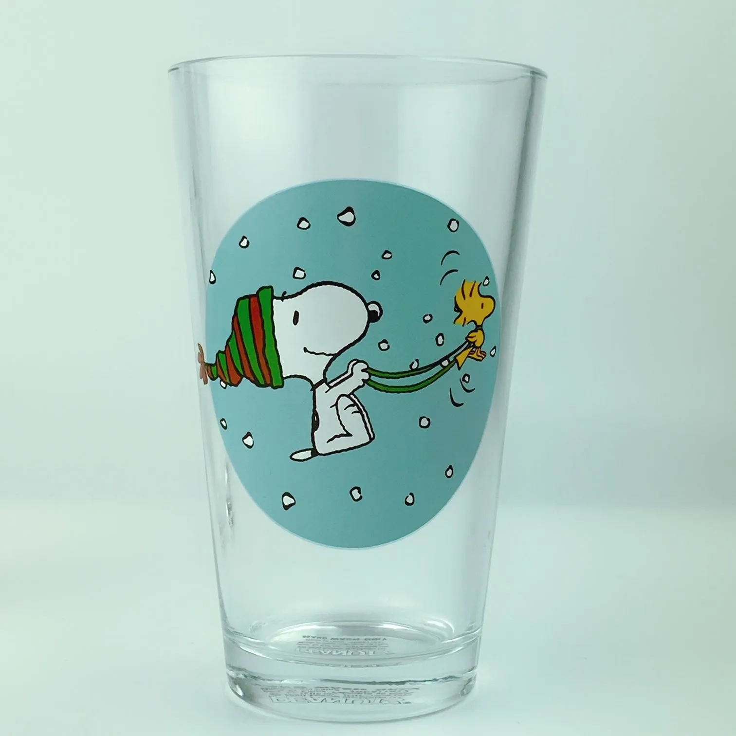 Peanuts Christmas Snoopy & Woodstock Drinking Glasses Collectors Series Set of Two 16oz with Ice Tray