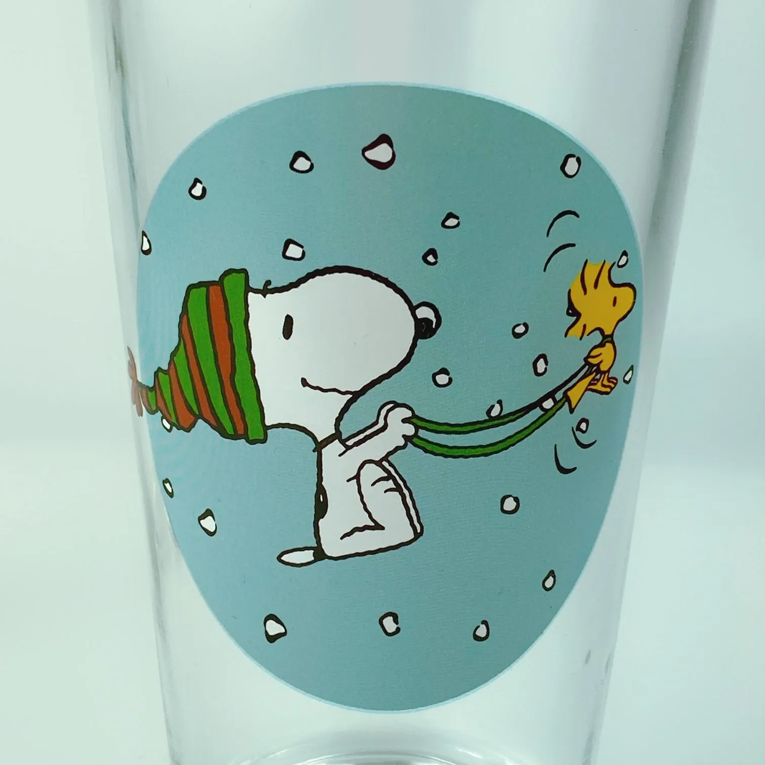 Peanuts Christmas Snoopy & Woodstock Drinking Glasses Collectors Series Set of Two 16oz with Ice Tray