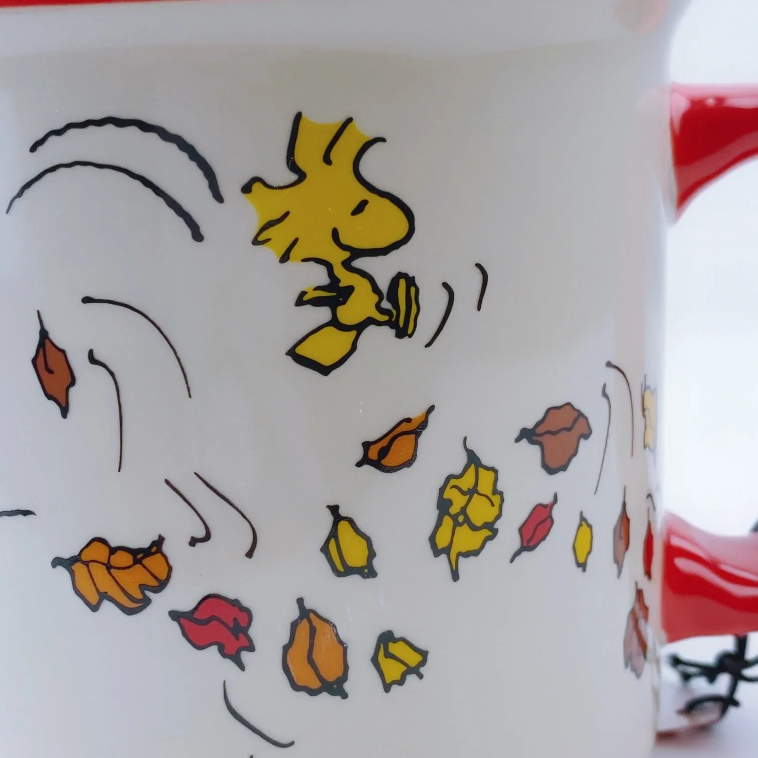 Peanuts Snoopy & Woodstock Thanksgiving 'Give Thanks!'  Large Mug 21 oz Red