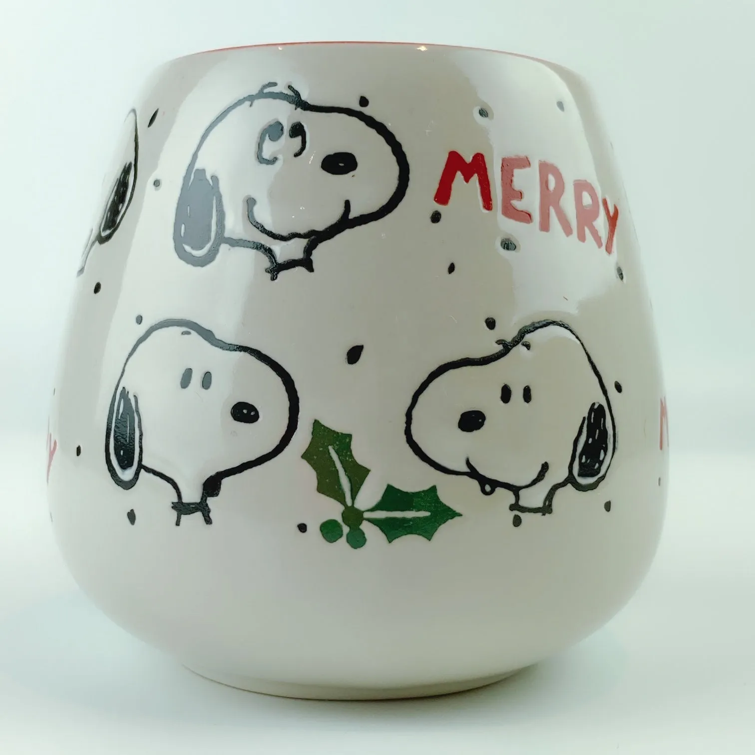 Peanuts Snoopy Ceramic Merry Holly Berry Red Mug 18 oz