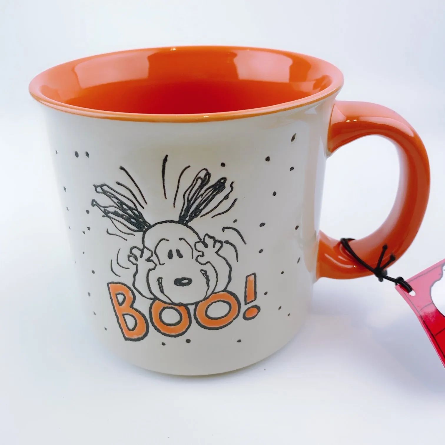 Peanuts Snoopy Freaking Out 'Boo' Large Mug 21 oz Orange