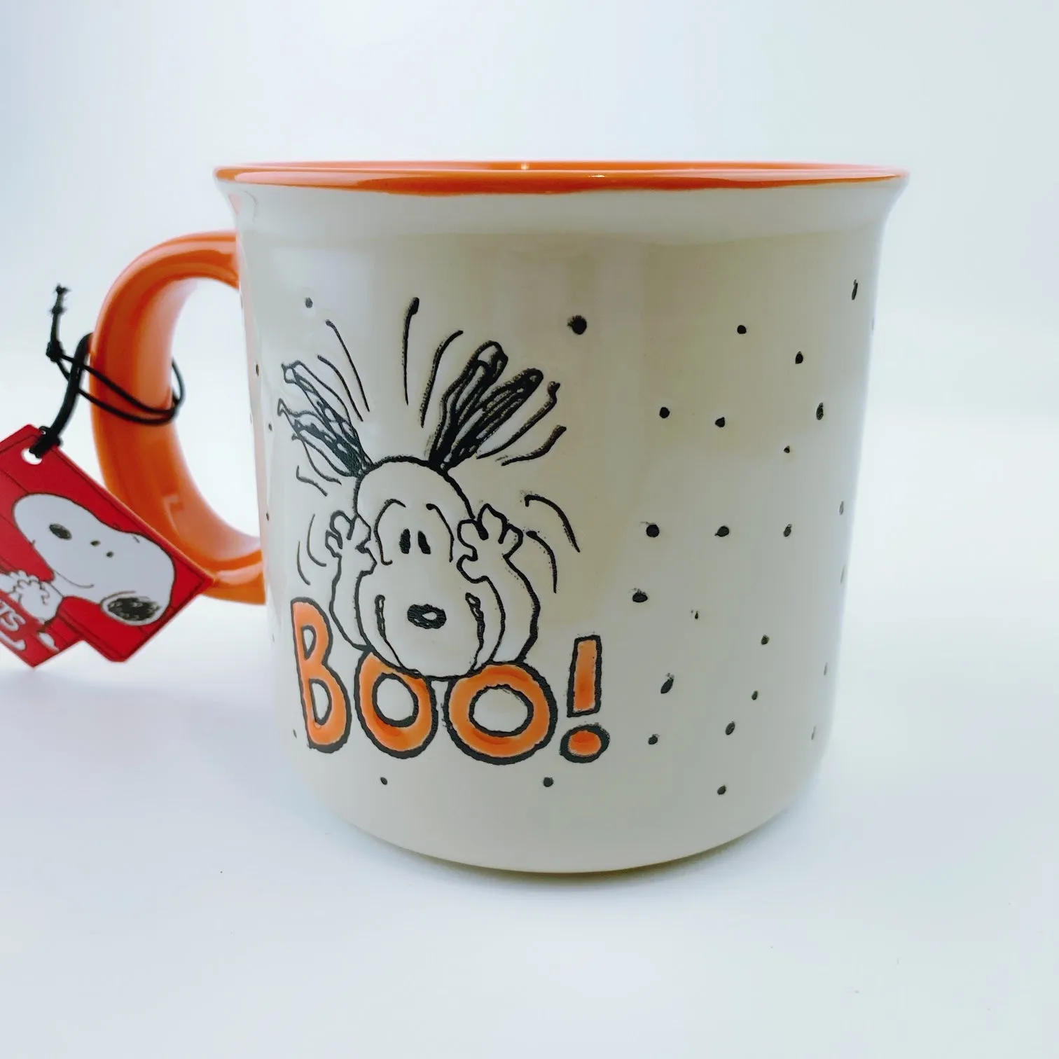 Peanuts Snoopy Freaking Out 'Boo' Large Mug 21 oz Orange