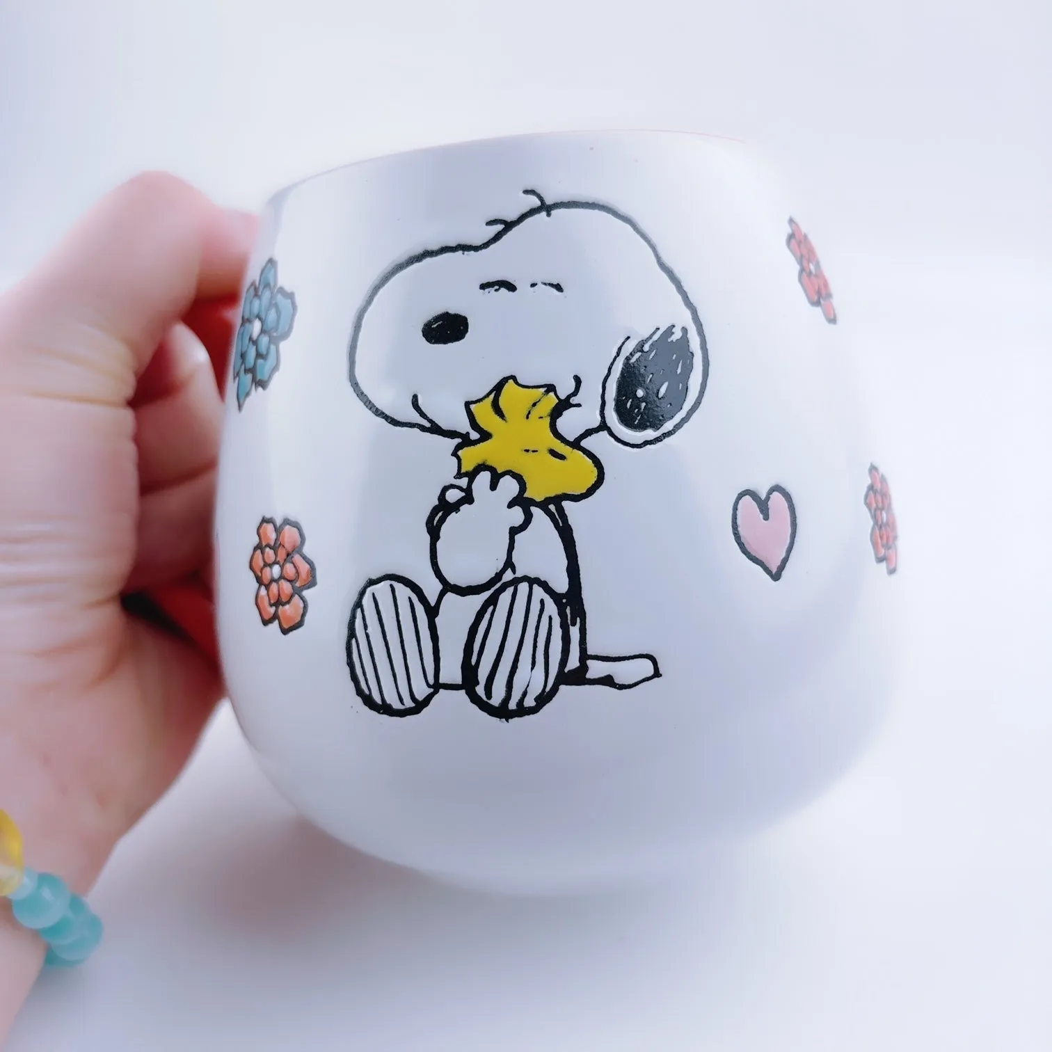 Peanuts Snoopy Hugging Woodstock With Hearts Ceramic Stoneware Orange Mug 20 oz