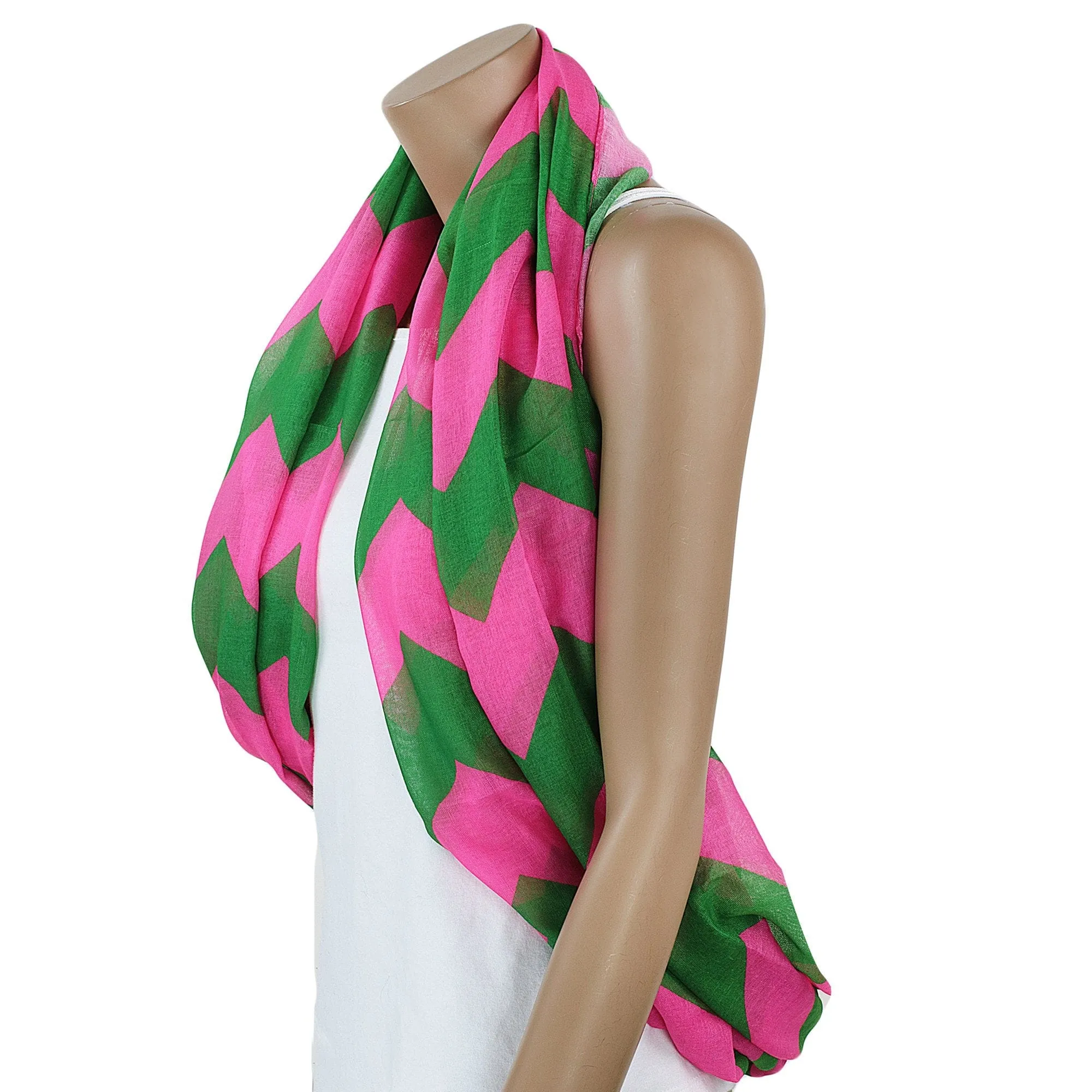 Pink & Green Chevron Scarf