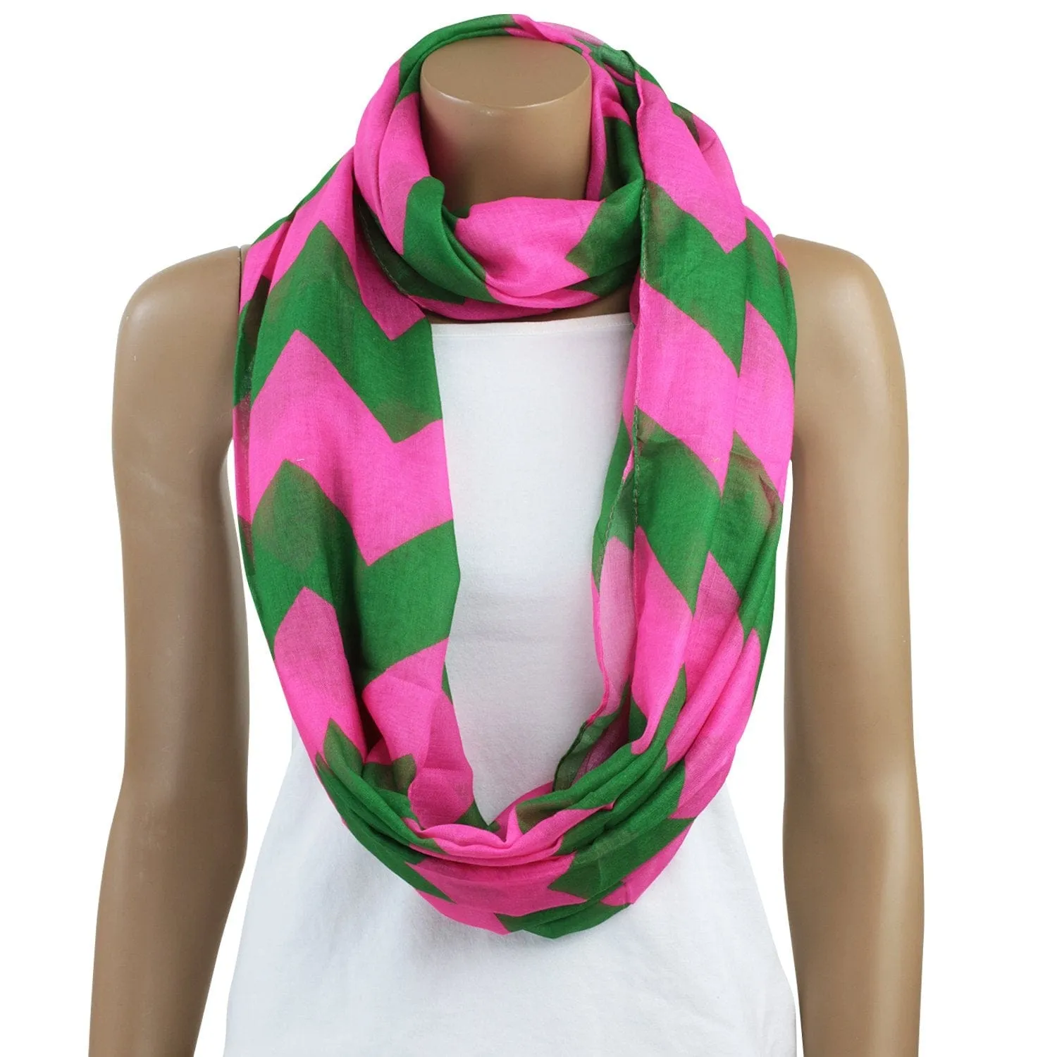 Pink & Green Chevron Scarf