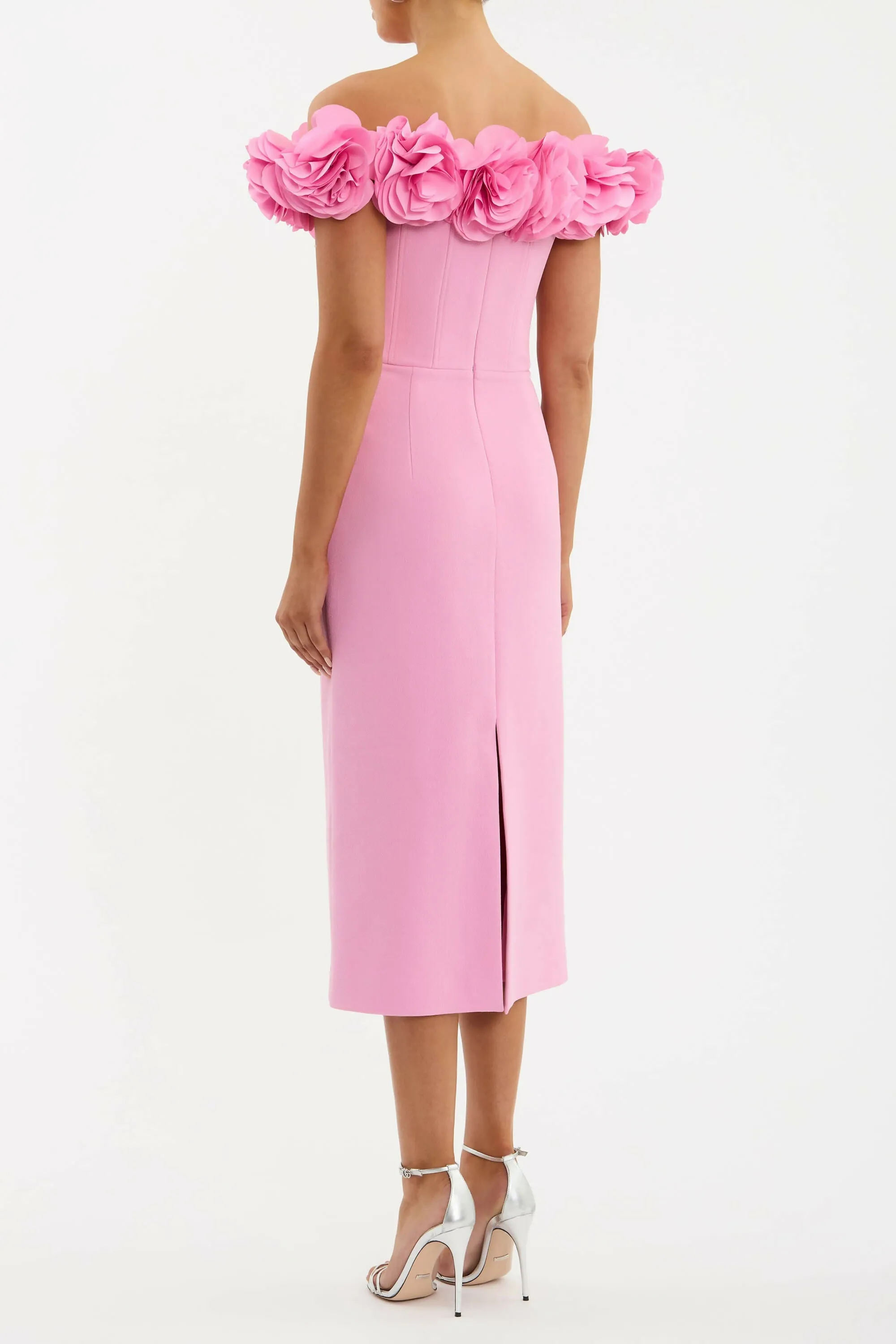 Rebecca Vallance Odetta Midi Dress in Pink Size 8