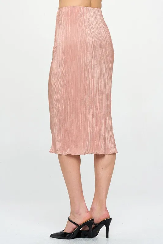 RENEE C. Solid Plisse Midi Skirt