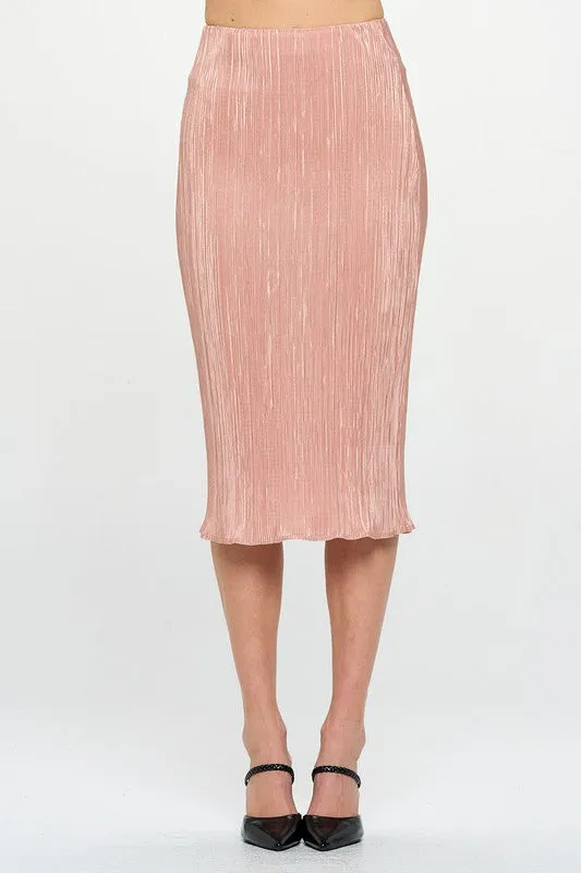 RENEE C. Solid Plisse Midi Skirt