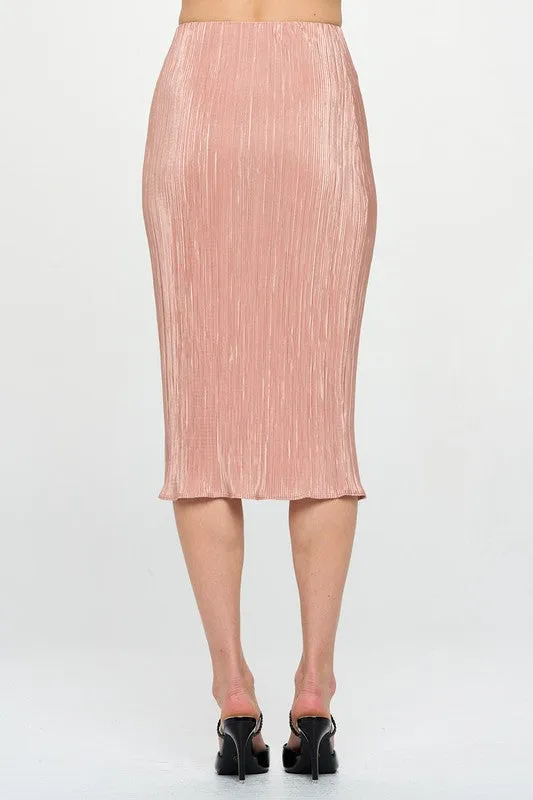 RENEE C. Solid Plisse Midi Skirt