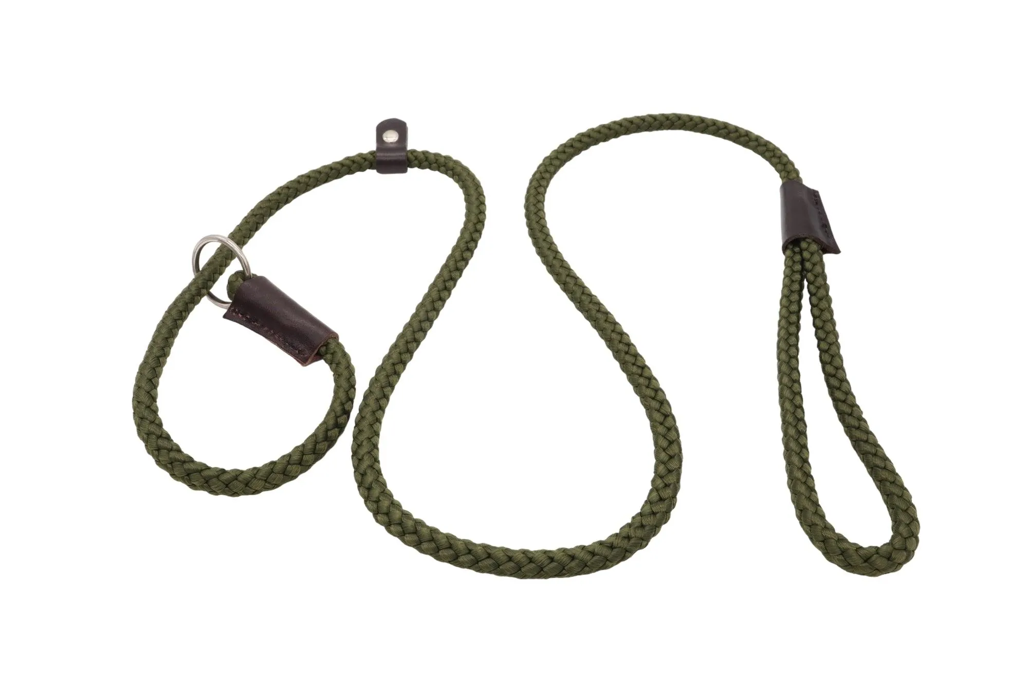 Rope Slip Lead for Dogs - Nickel finish in 12 and 8mm width, various colours available