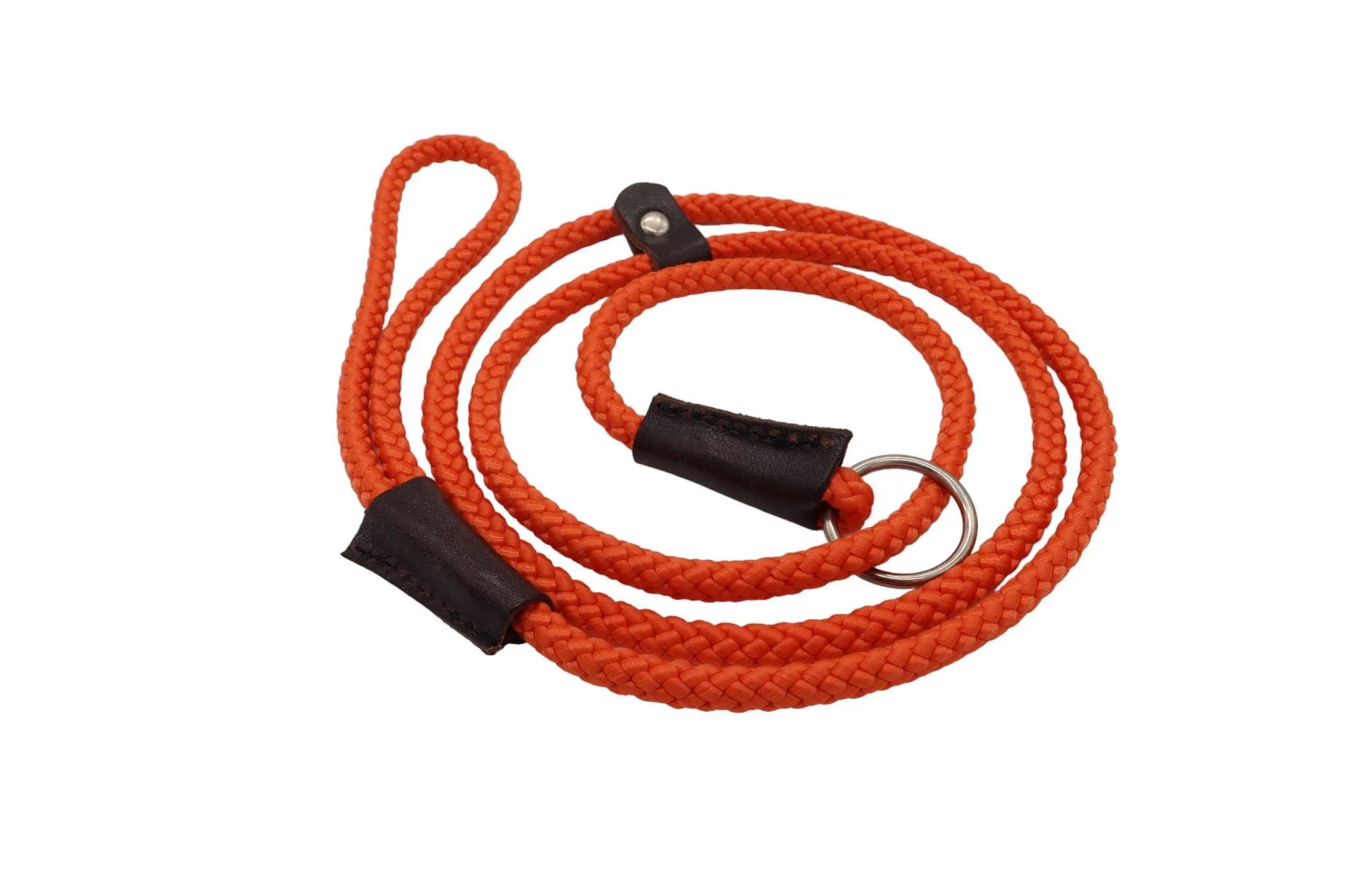 Rope Slip Lead for Dogs - Nickel finish in 12 and 8mm width, various colours available