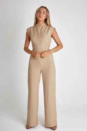 Sleeveless straight pants jumpsuit