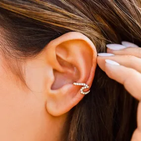 Stone Wave Ear Cuff Rose Gold