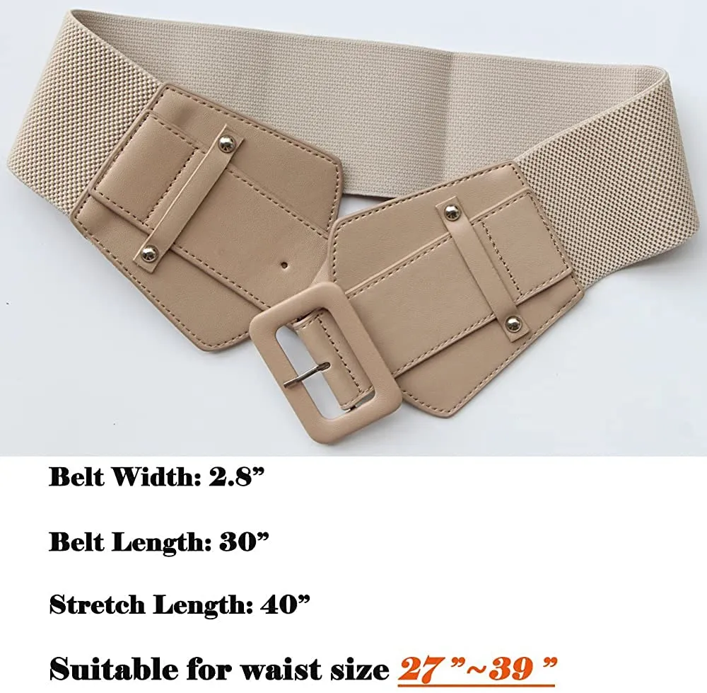 Stretchy Red Wide Waist Belt