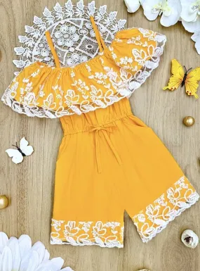 Sun Chasing Lace Off the Shoulder Romper