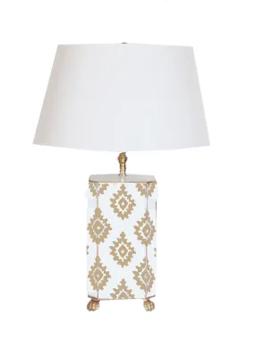 Taupe Block Print Lamp, Small