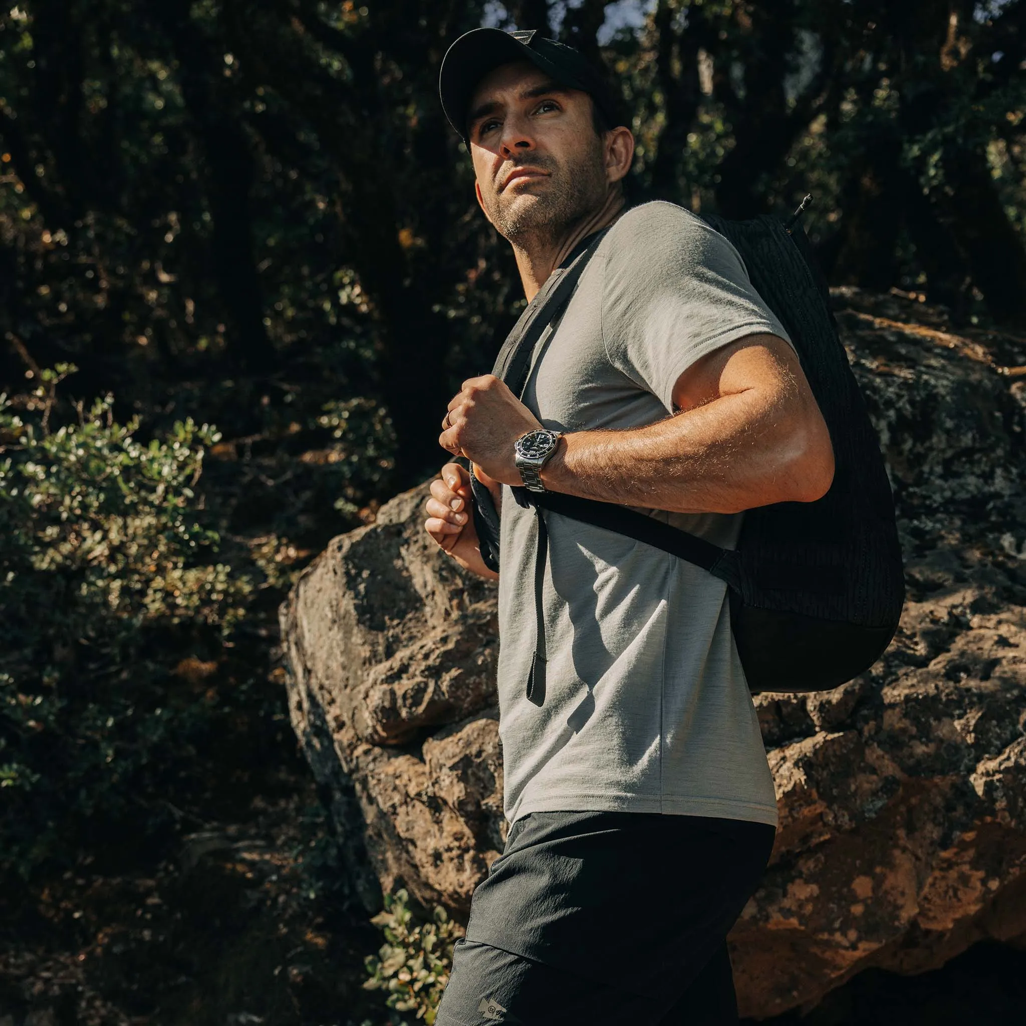 The Merino Base Layer Tee in Sharkskin