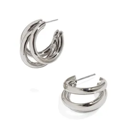 TRIPLE BOLD SILVER HOOPS