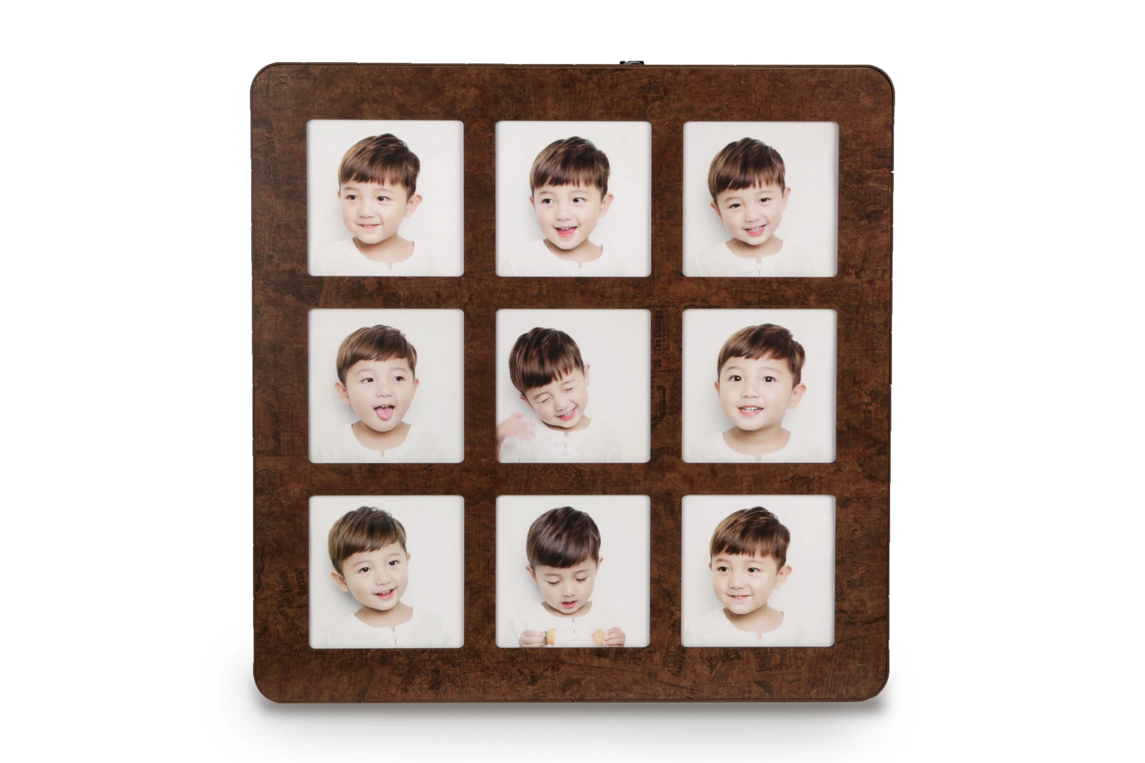 Urbancart® 60x60 Multi Photo Frames Set/Wall or Tabletop Display, Brown, (9 Photo display)