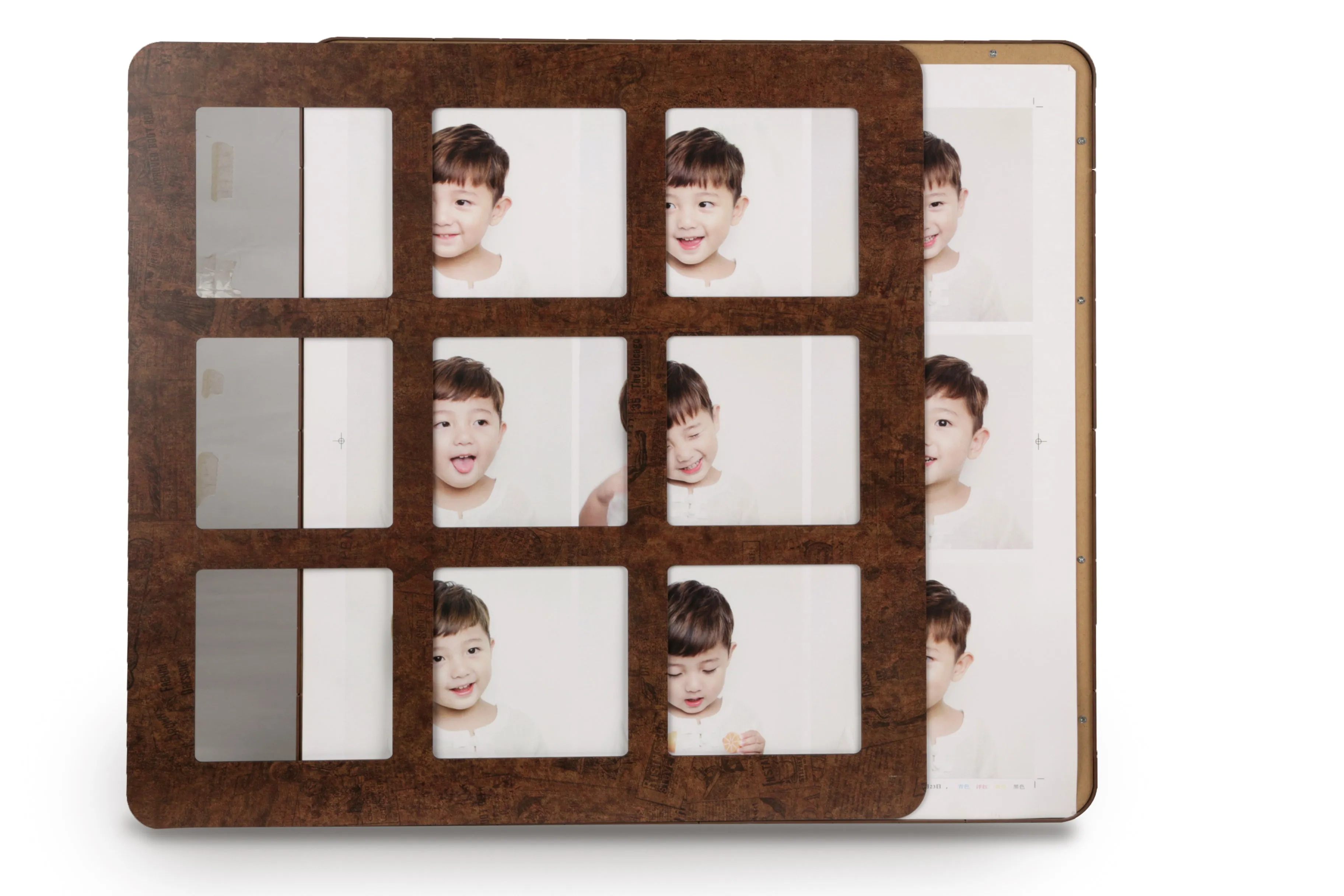 Urbancart® 60x60 Multi Photo Frames Set/Wall or Tabletop Display, Brown, (9 Photo display)