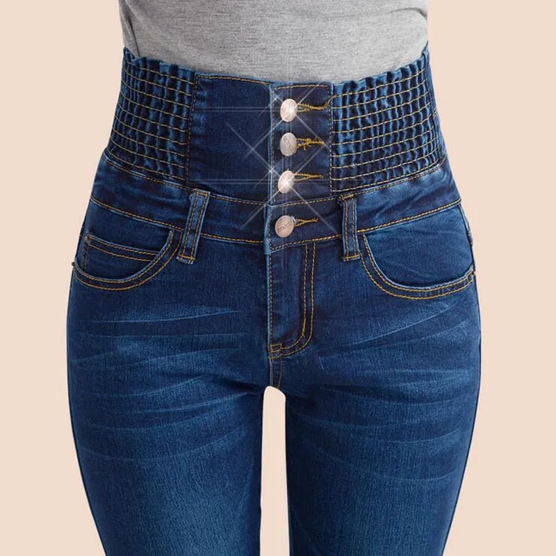 VenusFox High Waist Elastic Skinny Denim Plus Sizes