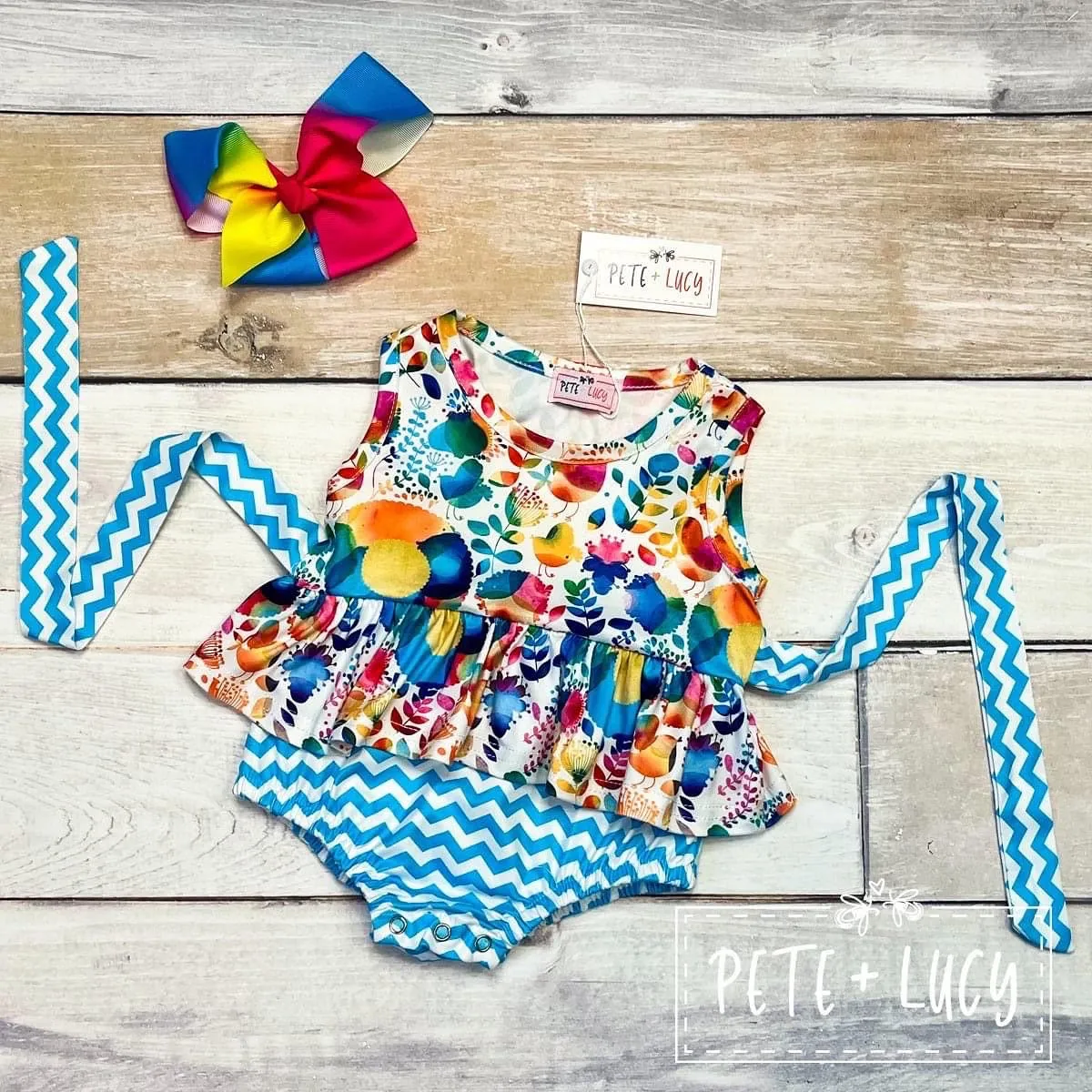 Watercolor Birdies Romper