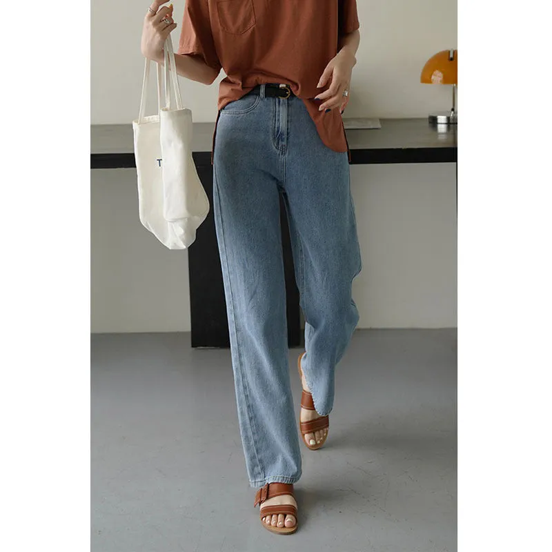 Women's Thin Casual Fit Straight-leg Wide-leg Jeans