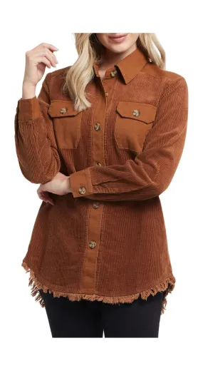 Women's Tribal Jeans | Sepia Button Up Shacket | Brown