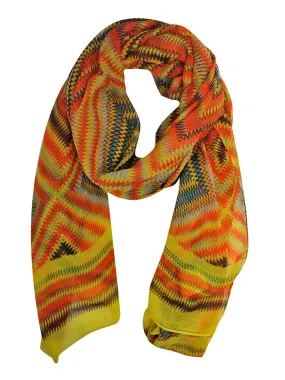 Yellow Wild Geometric Print Scarf Wrap